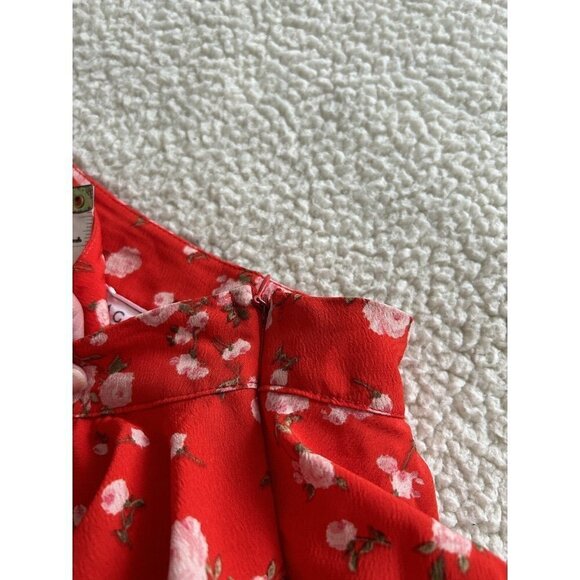 Sage The Label Red Poppy Punch Tiered Mini Skirt Size L - Picture 5 of 8